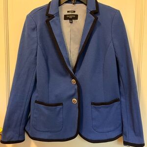 Talbots Women's Royal Blue Blazer with Black Trim
